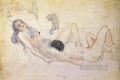 Hombre y mujer con un gato sexo oral 1902 cubismo Pablo Picasso